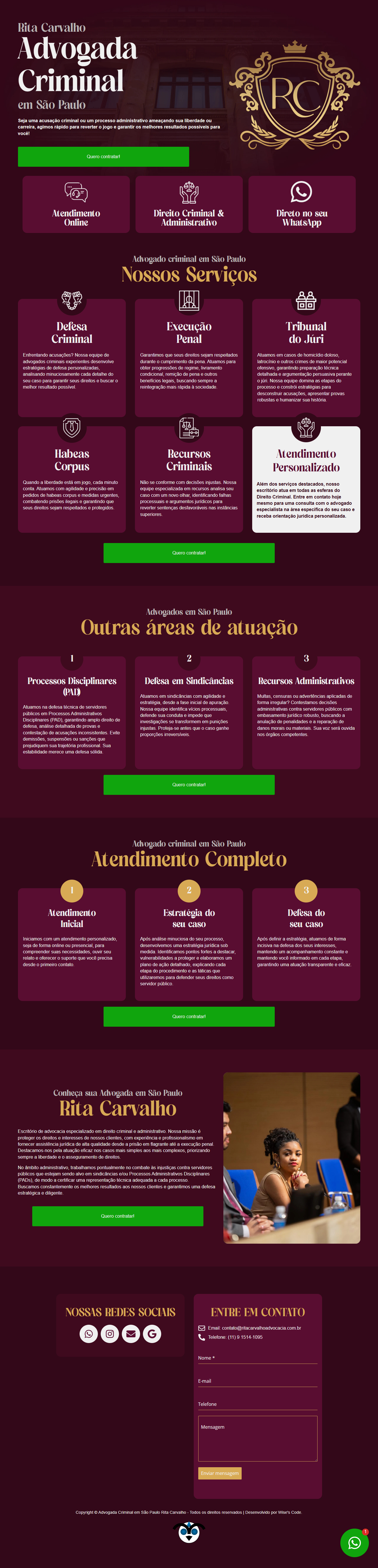 Projeto realizado pela equipe da Wise's Code especialista em criação de sites para advogados e empreendedores